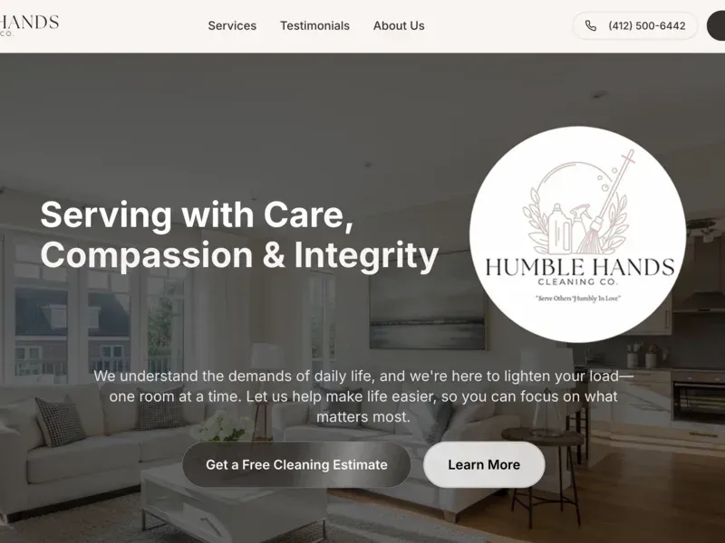 Humble Hands Cleaning Co. website, built by the JARVIS team